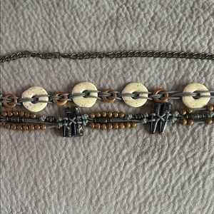 Bohemian Multi-Layered Necklace with Gold and Brown Accents